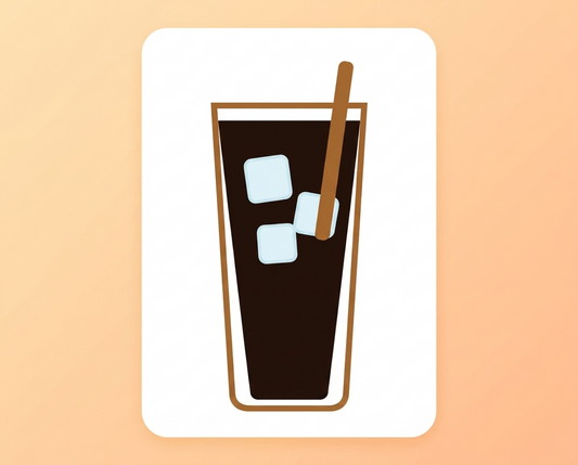 Illustration of Ca Phe Den Da, Vietnamese iced black coffee, in a glass with ice