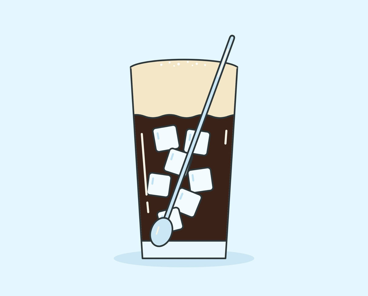 Illustration of cà phê muối, Vietnamese salt coffee: iced coffee topped with a thick salted cream
