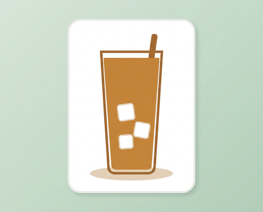 Illustration of Ca Phe Nau Da, Vietnamese iced brown coffee, in a glass with ice