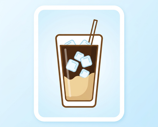 Illustration of Ca Phe Sua Da, Vietnamese iced milk coffee, in a glass with ice and condensed milk