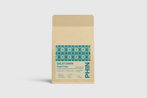 Da Lat Dawn vietnamesische Robusta-Arabica Kaffeemischung 200g Beutel – Vorderansicht