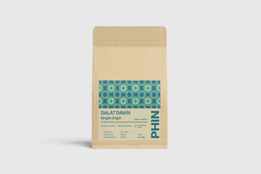 Da Lat Dawn vietnamesische Robusta-Arabica Kaffeemischung 200g Beutel – Vorderansicht